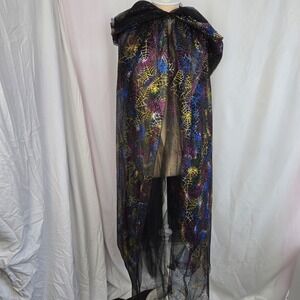 Wishcraft Chasing Fireflies Rainbow Spiderweb Mesh Cape Girls Size 10-12 Goth